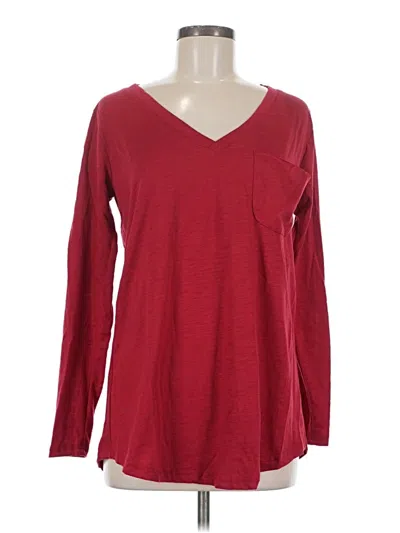 Pre-owned Unbranded Long Sleeve Top Burgundy V-neck Tops