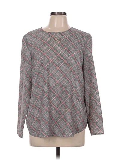 Pre-owned Unbranded Long Sleeve Top Gray Argyle Pattern Crew Neck Tops