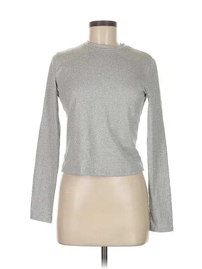 Pre-owned Unbranded Long Sleeve Top Gray Crew Neck Tops
