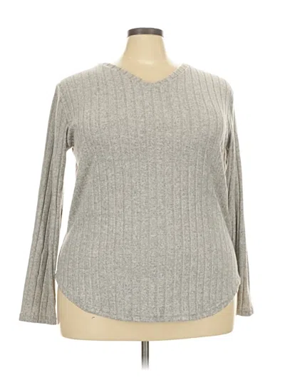 Pre-owned Unbranded Long Sleeve Top Gray Crew Neck Tops