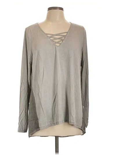 Unbranded Long Sleeve Top Gray Keyhole Neckline Tops