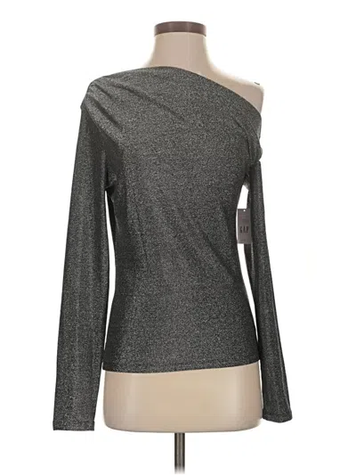 Unbranded Long Sleeve Top Gray One Shoulder Neckline Tops