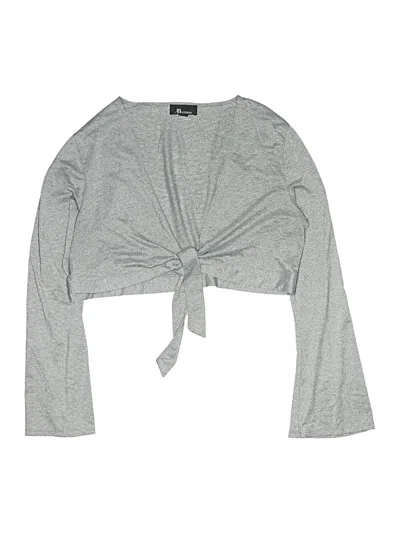 Pre-owned Unbranded Kids' Long Sleeve Top Gray Plunge Neckline Tops