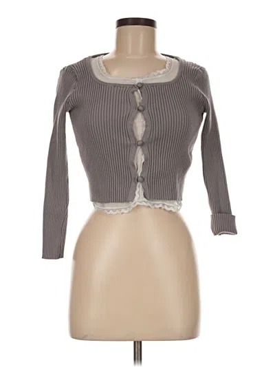 Pre-owned Unbranded Long Sleeve Top Gray Sweetheart Neckline Tops