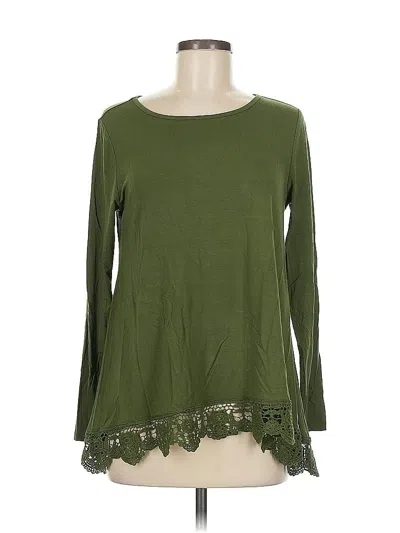 Pre-owned Unbranded Long Sleeve Top Green Boatneck Tops