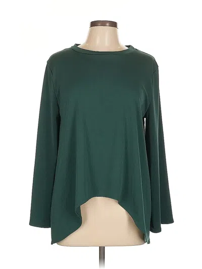 Pre-owned Unbranded Long Sleeve Top Green Boatneck Tops