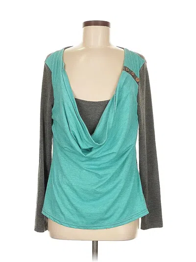 Pre-owned Unbranded Long Sleeve Top Green Cowl Neck Tops