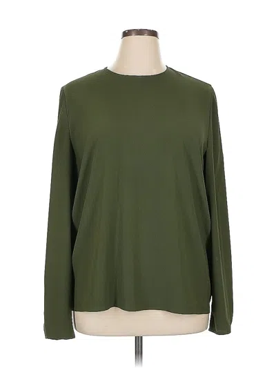 Pre-owned Unbranded Long Sleeve Top Green Crew Neck Tops