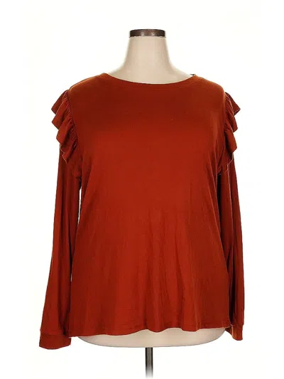 Pre-owned Unbranded Long Sleeve Top Orange Cold Shoulder Neckline Tops
