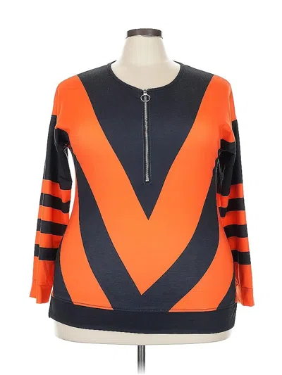 Pre-owned Unbranded Long Sleeve Top Orange Keyhole Neckline Tops