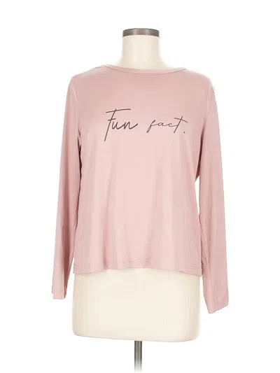 Pre-owned Unbranded Long Sleeve Top Pink Boatneck Tops