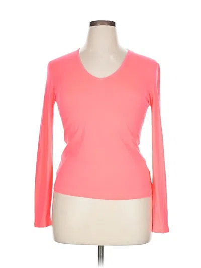 Pre-owned Unbranded Long Sleeve Top Pink Scoop Neck Tops