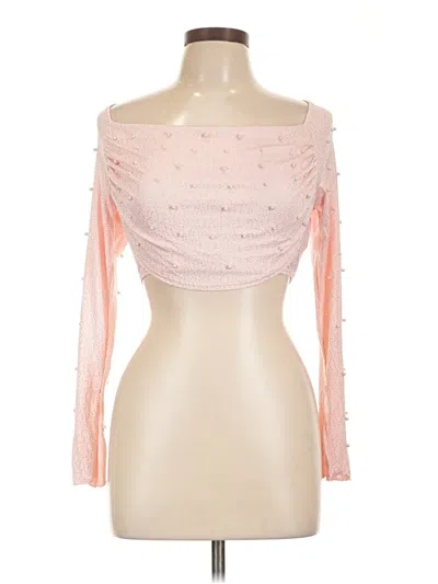 Pre-owned Unbranded Long Sleeve Top Pink Strapless Neckline Tops