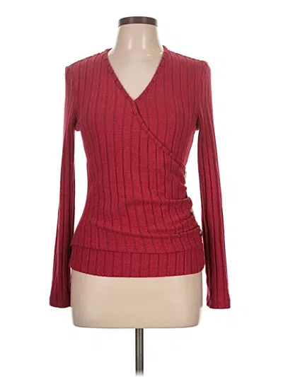 Pre-owned Unbranded Long Sleeve T-shirt In Burgundy