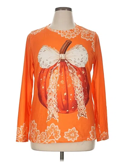Pre-owned Unbranded Long Sleeve T-shirt In Orange