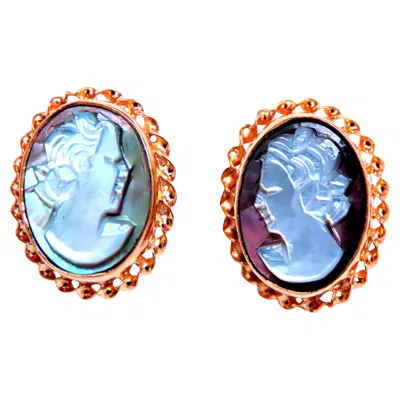 Pre-owned Unbranded Madonna Cameo Victorian Style Stud Earrings 14kt Gold 12619* In Multiple