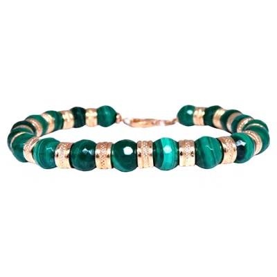 Pre-owned Unbranded Malachite Roundel Bracelet 14kt 12464 In Multi