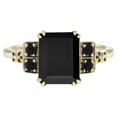 Pre-owned Unbranded Marin Deep Sea Onyx Solitaire 14k Yellow Gold Ring