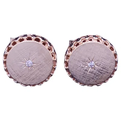 Pre-owned Unbranded Men's 14k Yellow Gold Cufflinks With 0.18ct Diamond,