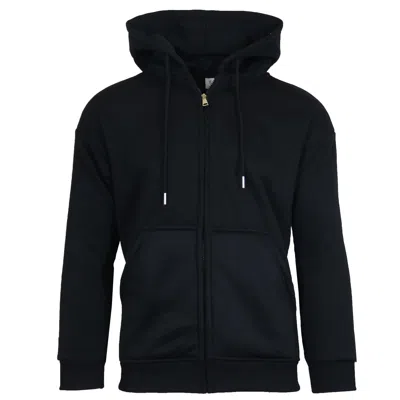 Unbranded Men's Faux Shearling Lined Full Zip-up Hoodie Sweatshirt In Black