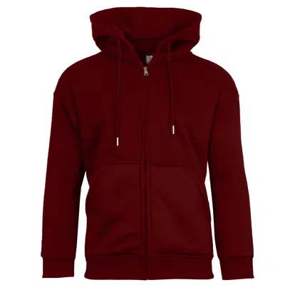 Unbranded Men's Faux Shearling Lined Full Zip-up Hoodie Sweatshirt In Red