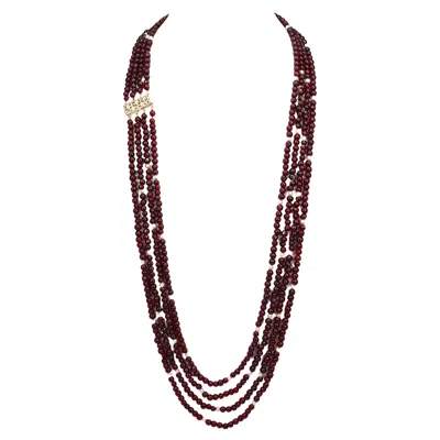 Pre-owned Unbranded Multi Strand Garnet Necklace W Pearl Accents And Sterling Filigree Clasp