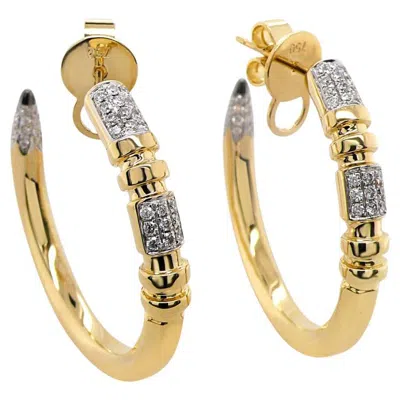 Pre-owned Unbranded Pencil Object White Diamond 18k Yellow Gold Classic Hoop Earrings