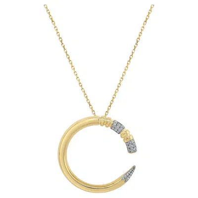 Pre-owned Unbranded Pencil White Diamond 18k Yellow Gold Bling Pendant Necklace