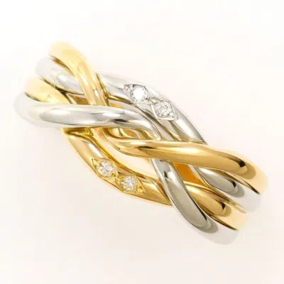 Pre-owned Unbranded Platinum Yellow Gold Yellow Gold (18k) Platinum 900 Band Ring () In Platinum, Yellow Gold