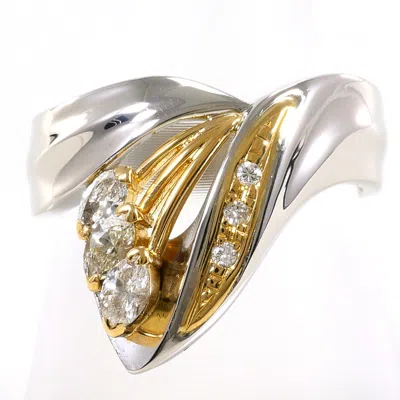 Pre-owned Unbranded Platinum Yellow Gold Yellow Gold (18k) Platinum 900 Band Ring () In Platinum, Yellow Gold