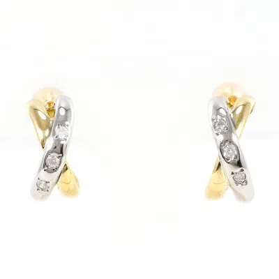 Pre-owned Unbranded Platinum Yellow Gold Yellow Gold (18k) Platinum 900 Half Hoop Earrings () In Multi