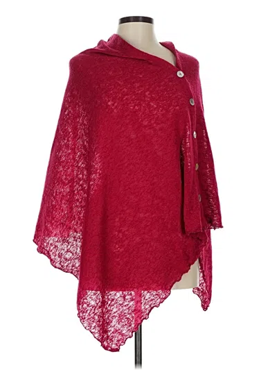 Pre-owned Unbranded Poncho In Burgundy
