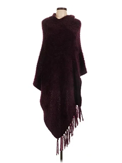 Pre-owned Unbranded Poncho In Burgundy