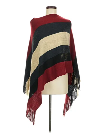 Pre-owned Unbranded Poncho In Burgundy