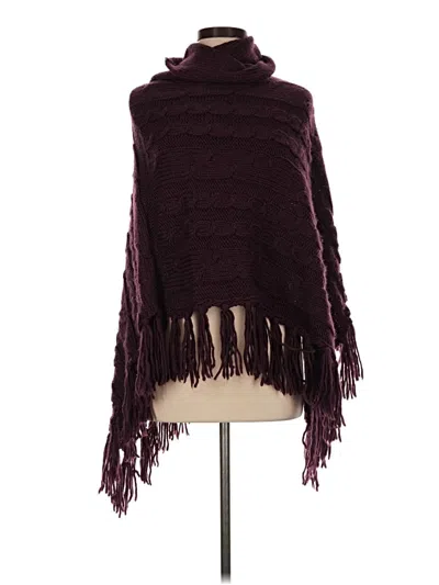 Pre-owned Unbranded Poncho In Burgundy