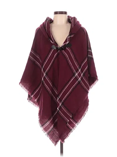 Pre-owned Unbranded Poncho In Burgundy