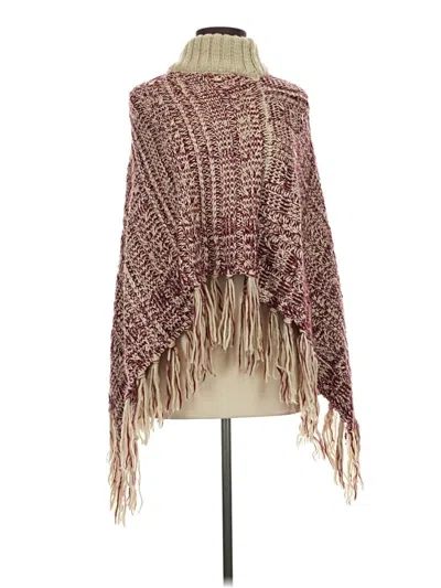 Pre-owned Unbranded Poncho In Burgundy