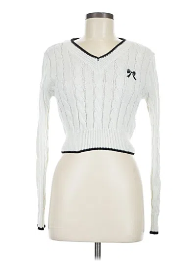 Pre-owned Unbranded Pullover Sweater In White