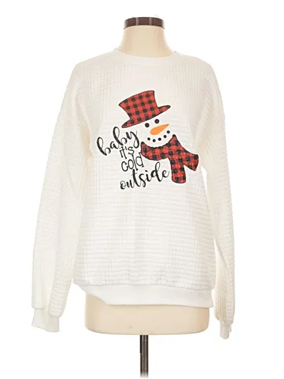 Pre-owned Unbranded Pullover Sweater In White