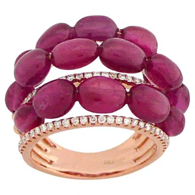 Pre-owned Unbranded Ruby White Diamond 18k Rose Gold Antique Style