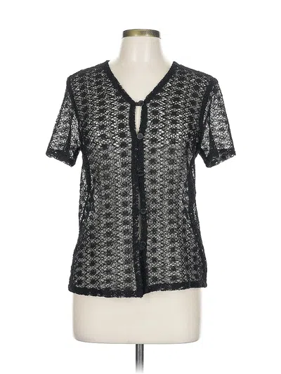 Pre-owned Unbranded Short Sleeve Blouse In Black