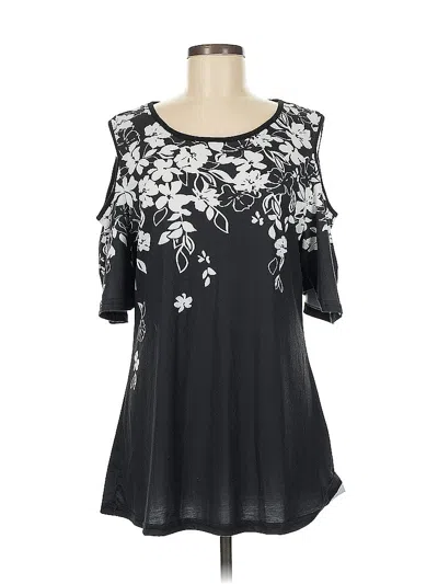 Pre-owned Unbranded Short Sleeve Blouse In Black