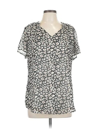 Pre-owned Unbranded Short Sleeve Blouse In Black