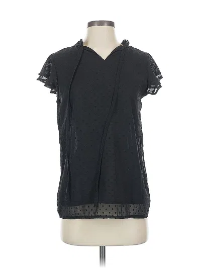 Pre-owned Unbranded Short Sleeve Blouse In Black