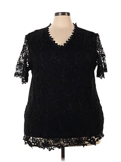 Pre-owned Unbranded Short Sleeve Blouse In Black