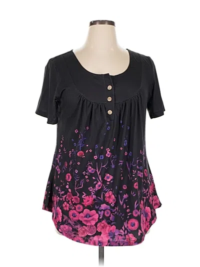Pre-owned Unbranded Short Sleeve Blouse In Black