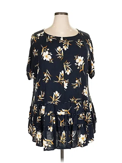Pre-owned Unbranded Short Sleeve Blouse In Black