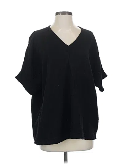 Pre-owned Unbranded Short Sleeve Blouse In Black