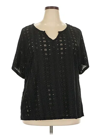 Pre-owned Unbranded Short Sleeve Blouse In Black
