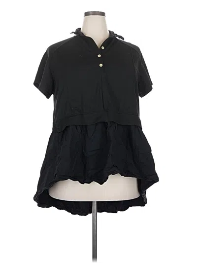 Pre-owned Unbranded Short Sleeve Blouse In Black